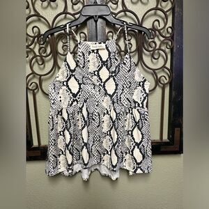 Peach Love California spaghetti strap snake print top